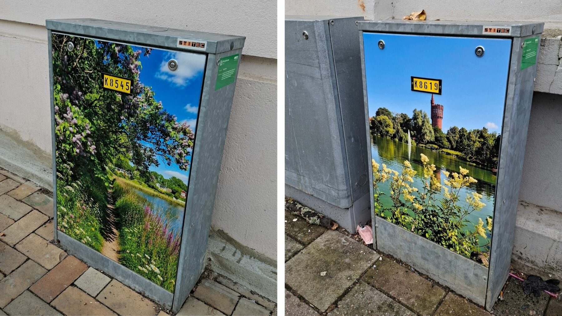 Två folierade skåp