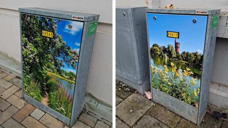 Två folierade skåp